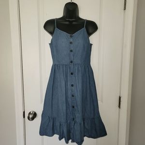 Denim Ruggle Hem Dress